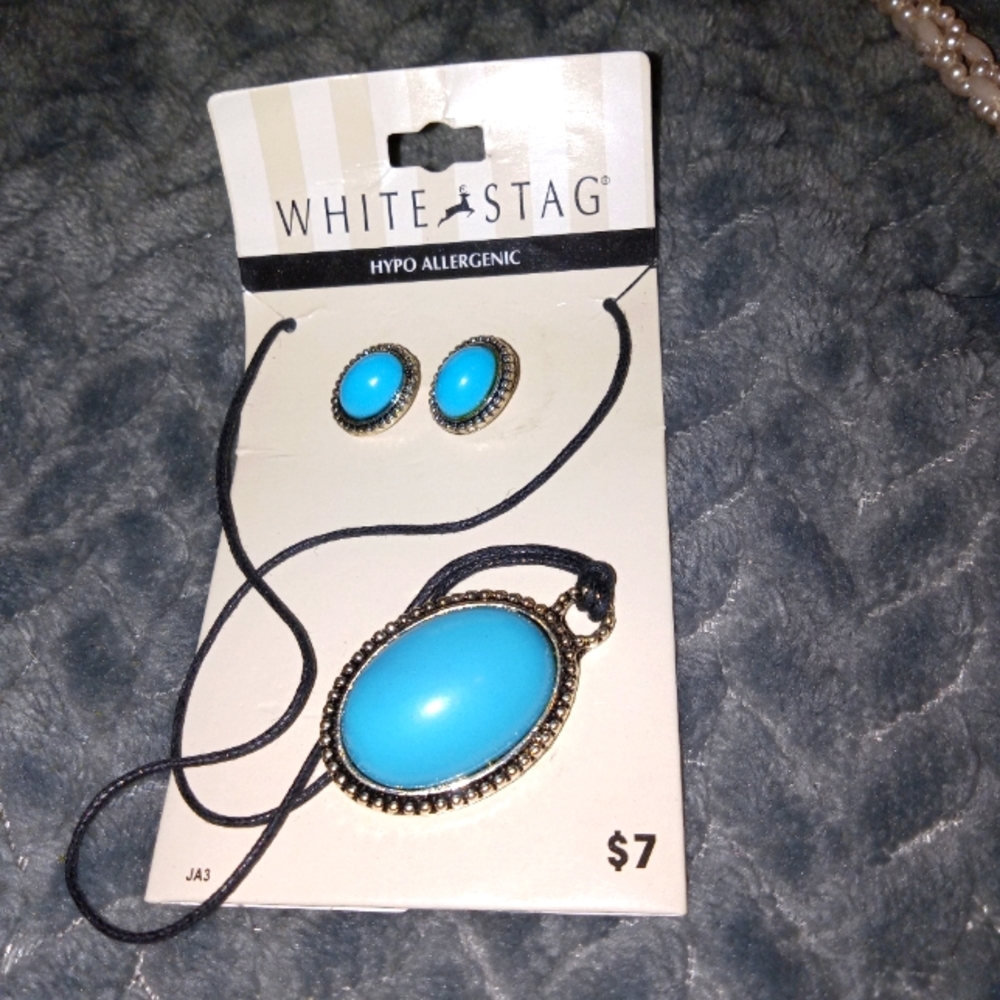 Turquoise necklace and matching earrings